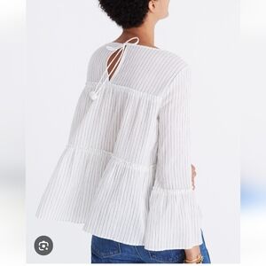Madewell White Striped Blouse
